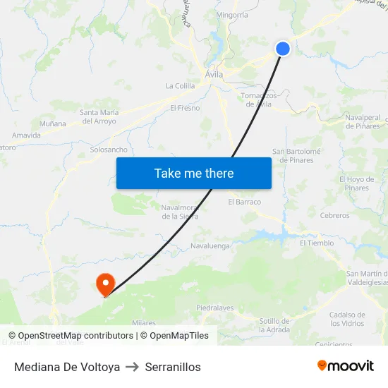 Mediana De Voltoya to Serranillos map