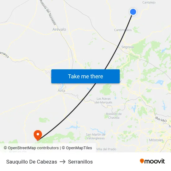 Sauquillo De Cabezas to Serranillos map