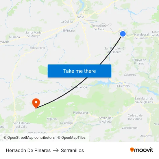 Herradón De Pinares to Serranillos map