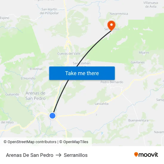 Arenas De San Pedro to Serranillos map