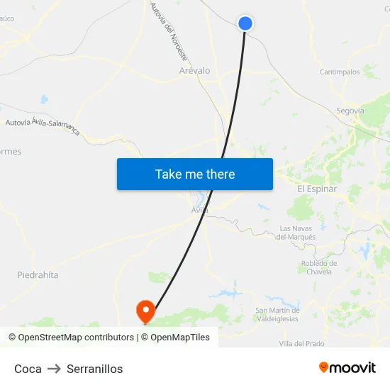Coca to Serranillos map