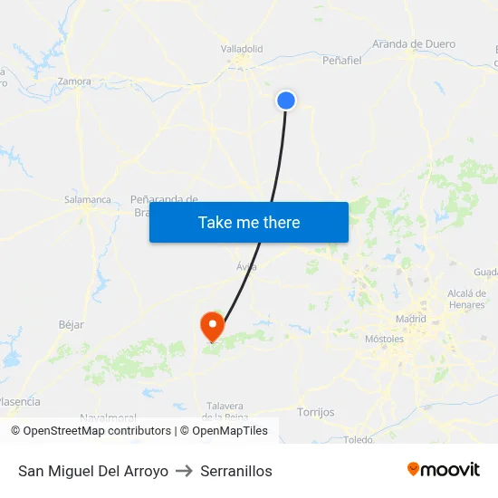 San Miguel Del Arroyo to Serranillos map