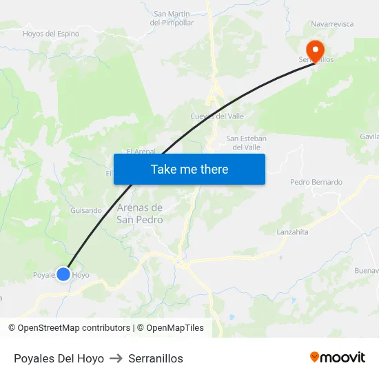 Poyales Del Hoyo to Serranillos map