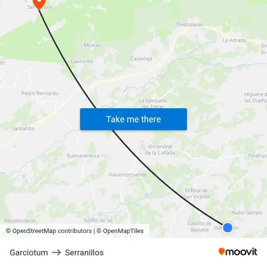 Garciotum to Serranillos map