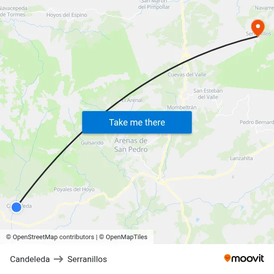 Candeleda to Serranillos map