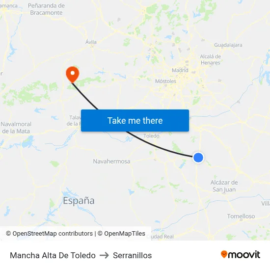 Mancha Alta De Toledo to Serranillos map