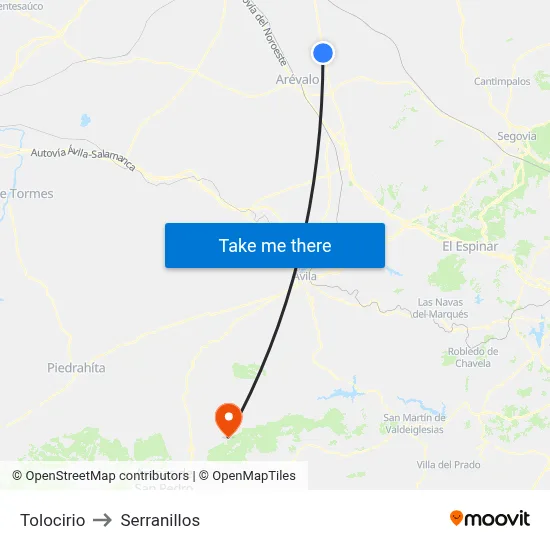 Tolocirio to Serranillos map