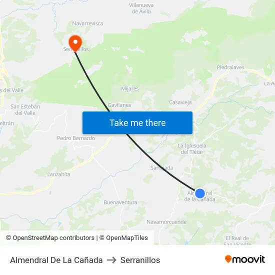 Almendral De La Cañada to Serranillos map