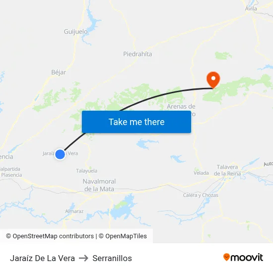 Jaraíz De La Vera to Serranillos map