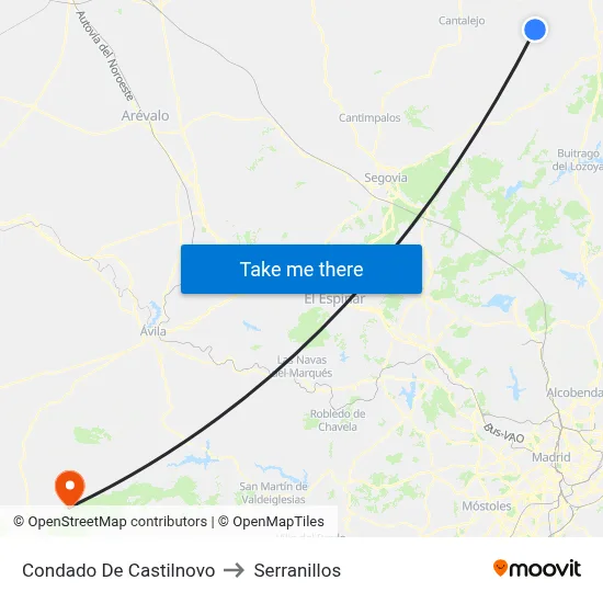 Condado De Castilnovo to Serranillos map