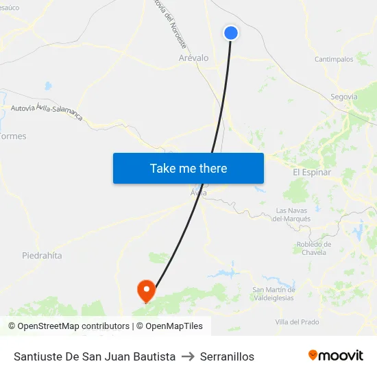 Santiuste De San Juan Bautista to Serranillos map