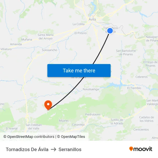 Tornadizos De Ávila to Serranillos map