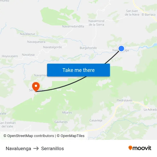 Navaluenga to Serranillos map