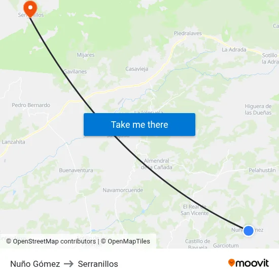 Nuño Gómez to Serranillos map