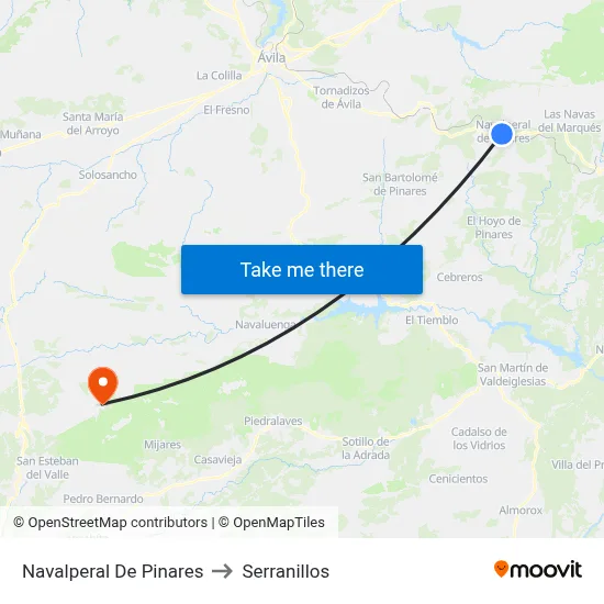 Navalperal De Pinares to Serranillos map