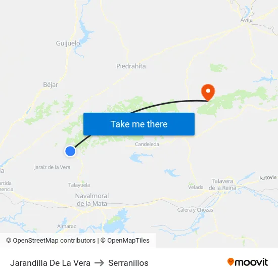 Jarandilla De La Vera to Serranillos map