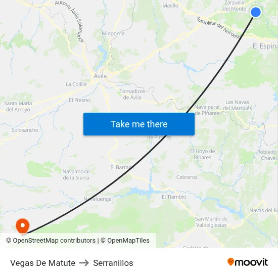 Vegas De Matute to Serranillos map