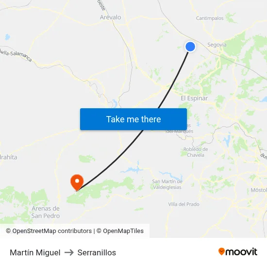 Martín Miguel to Serranillos map