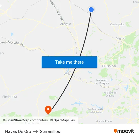 Navas De Oro to Serranillos map
