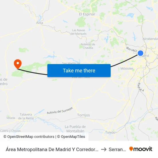 Área Metropolitana De Madrid Y Corredor Del Henares to Serranillos map