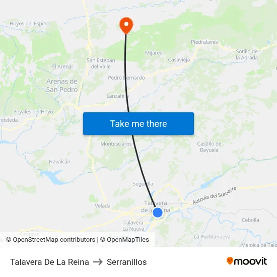 Talavera De La Reina to Serranillos map