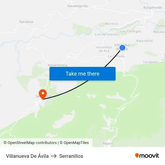 Villanueva De Ávila to Serranillos map
