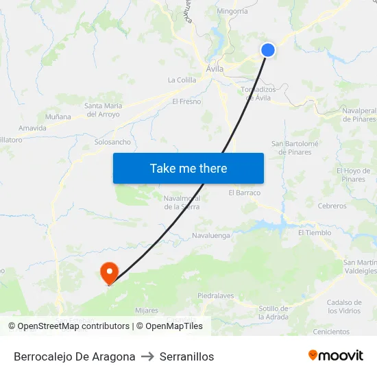 Berrocalejo De Aragona to Serranillos map