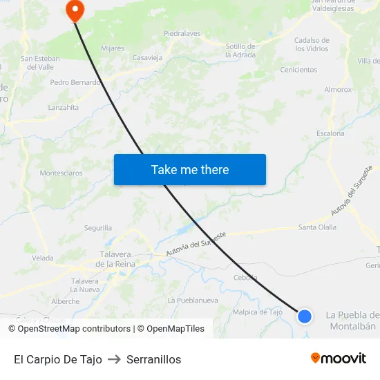El Carpio De Tajo to Serranillos map
