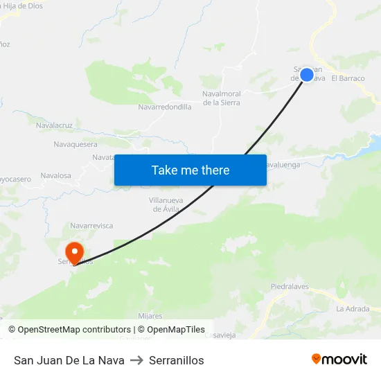 San Juan De La Nava to Serranillos map