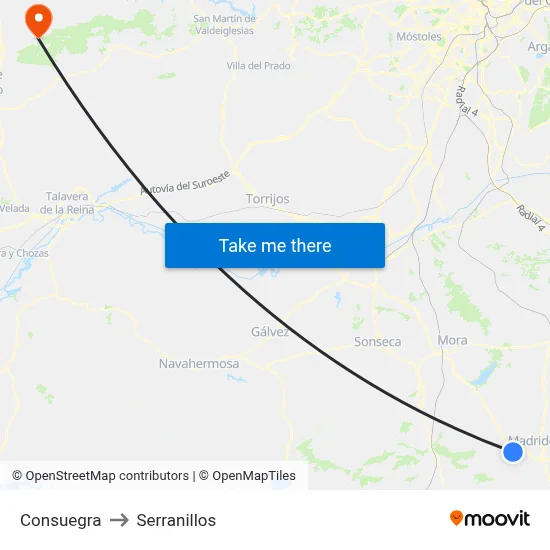 Consuegra to Serranillos map