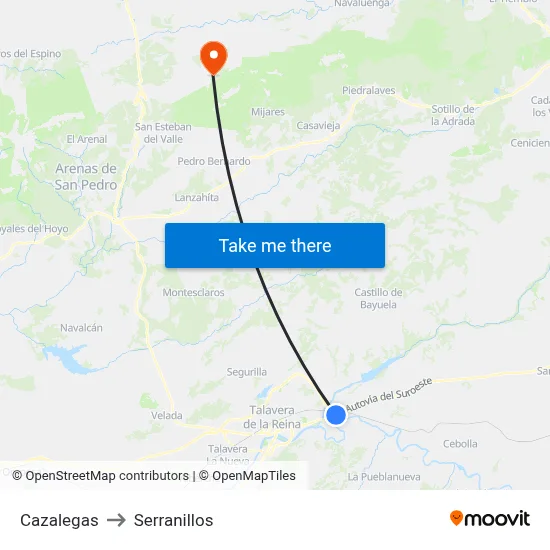 Cazalegas to Serranillos map