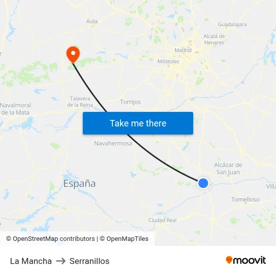 La Mancha to Serranillos map