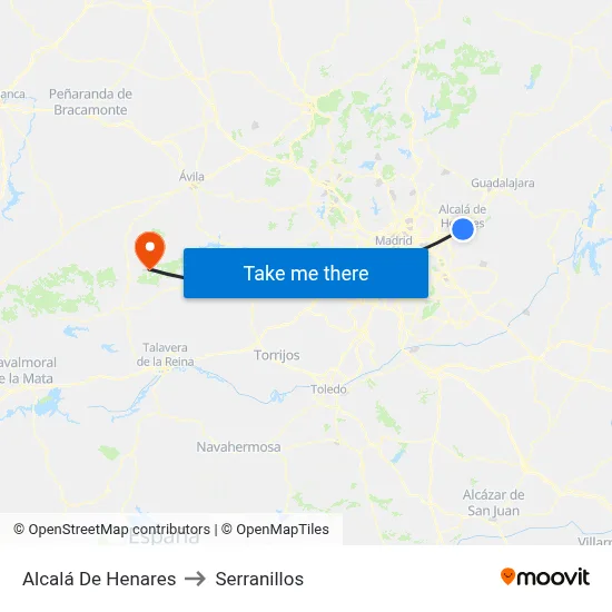Alcalá De Henares to Serranillos map