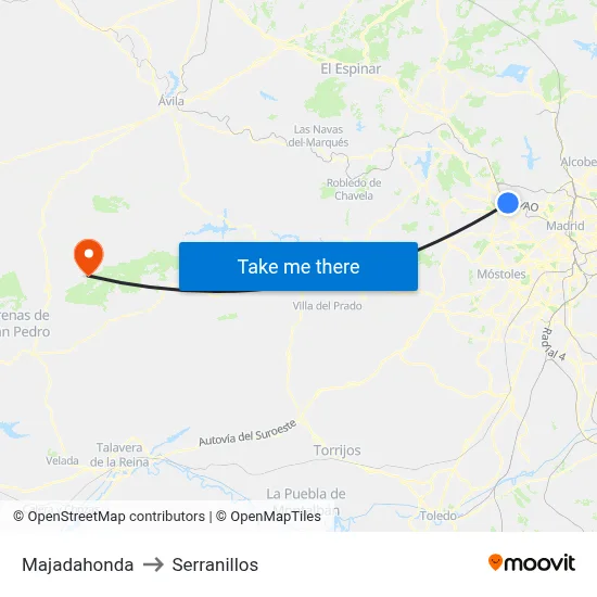 Majadahonda to Serranillos map