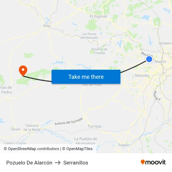 Pozuelo De Alarcón to Serranillos map