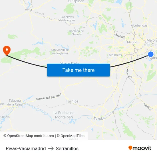 Rivas-Vaciamadrid to Serranillos map