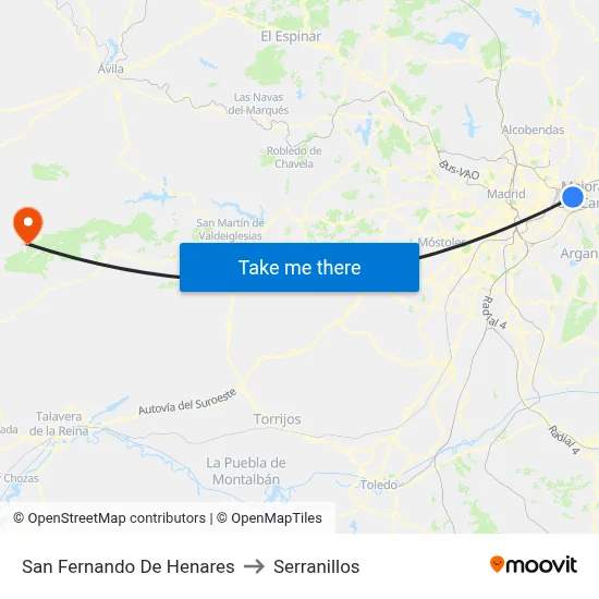 San Fernando De Henares to Serranillos map