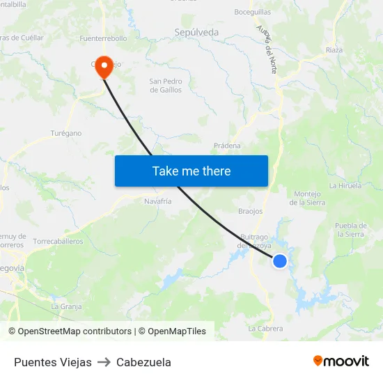 Puentes Viejas to Cabezuela map