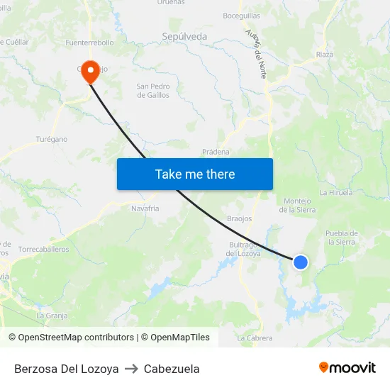 Berzosa Del Lozoya to Cabezuela map
