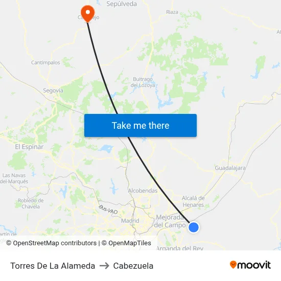Torres De La Alameda to Cabezuela map