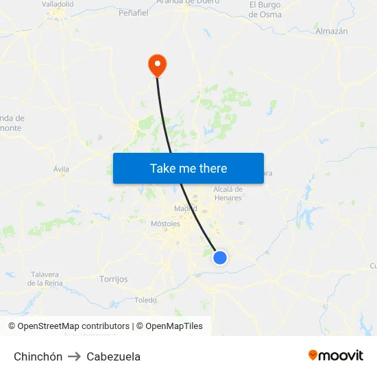Chinchón to Cabezuela map