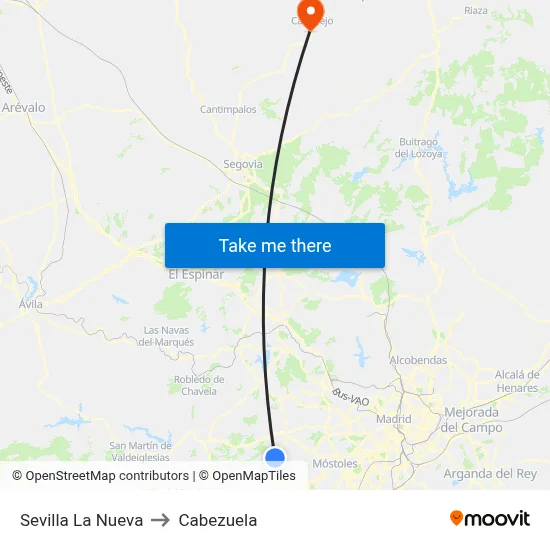 Sevilla La Nueva to Cabezuela map