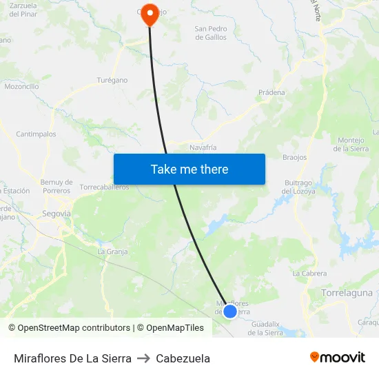 Miraflores De La Sierra to Cabezuela map