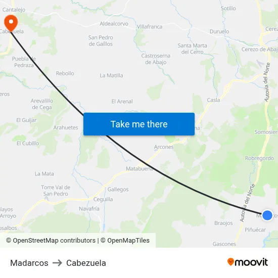 Madarcos to Cabezuela map