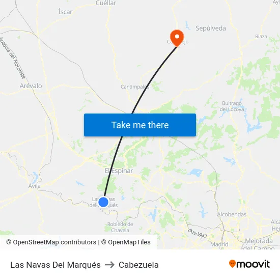 Las Navas Del Marqués to Cabezuela map
