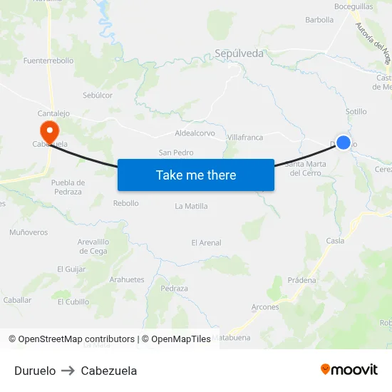 Duruelo to Cabezuela map