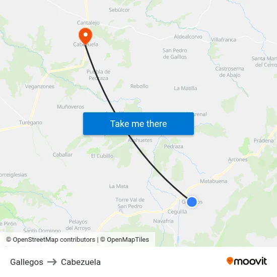 Gallegos to Cabezuela map