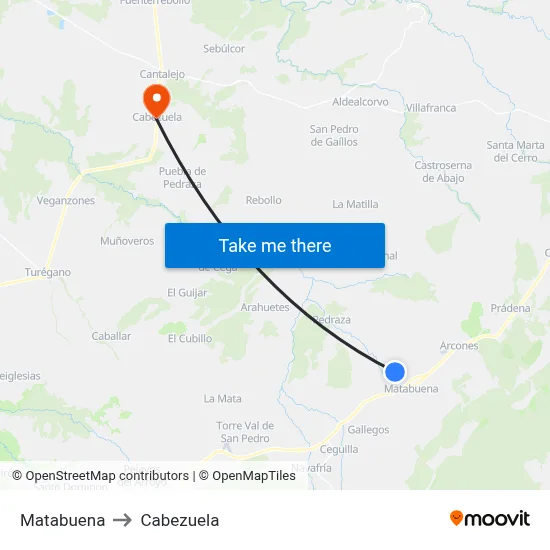 Matabuena to Cabezuela map