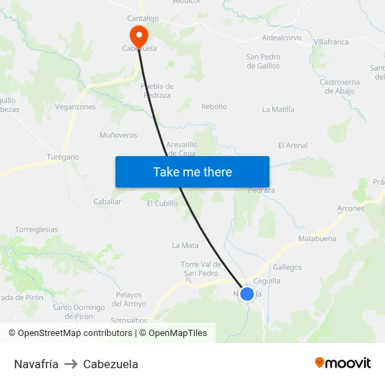 Navafría to Cabezuela map