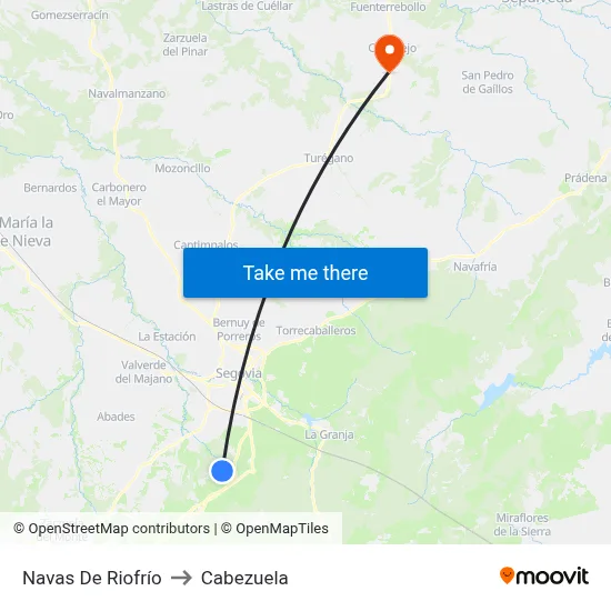 Navas De Riofrío to Cabezuela map
